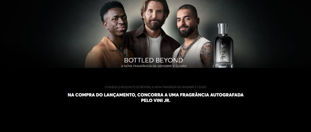 Promoção Lançamento Perfume Hugo Boss Bottled Beyond: Concorra fragrância com autografo do Vini Jr