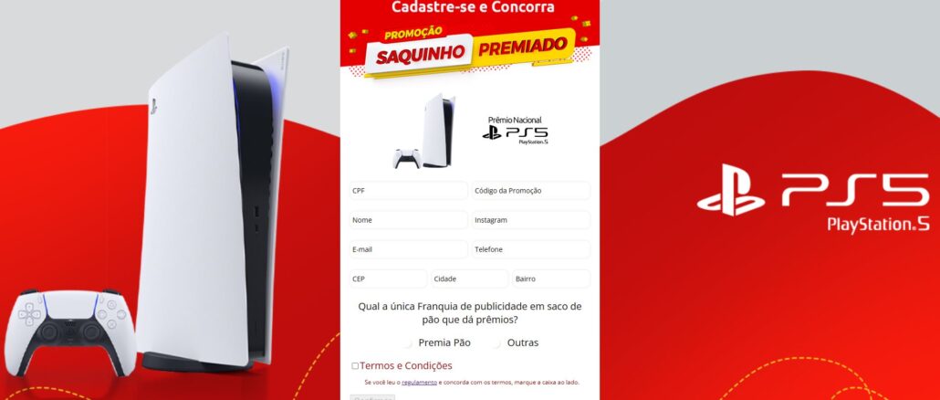 Promoção Saquinho Premiado PS5 Premia Pão: Cadastre-se e concorra!