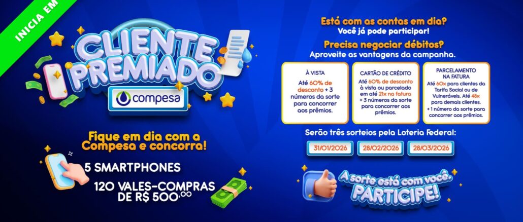 Cliente Premiado Compesa Pernambuco: Concorra 67 mil reais na premiação