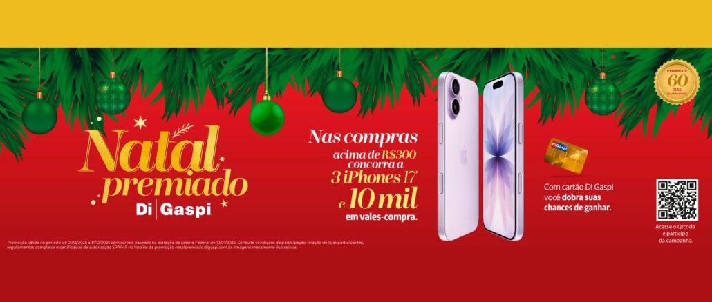 Natal Premiado Di Gaspi 2025: Mais de 170 mil reais na premiação total