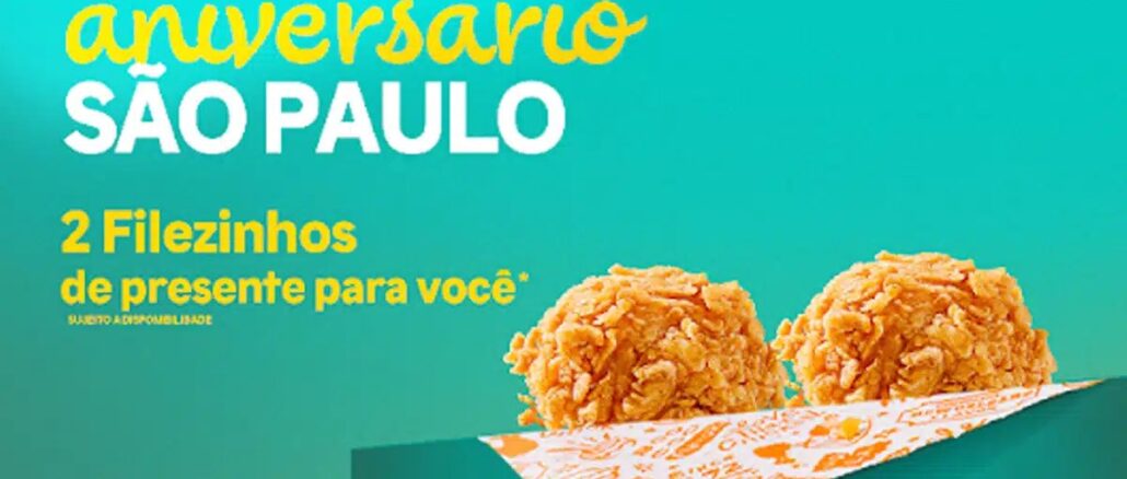 Aniversário 472 anos SP filezinho grátis Popeyes: Ganhe grátis no niver de Sampa