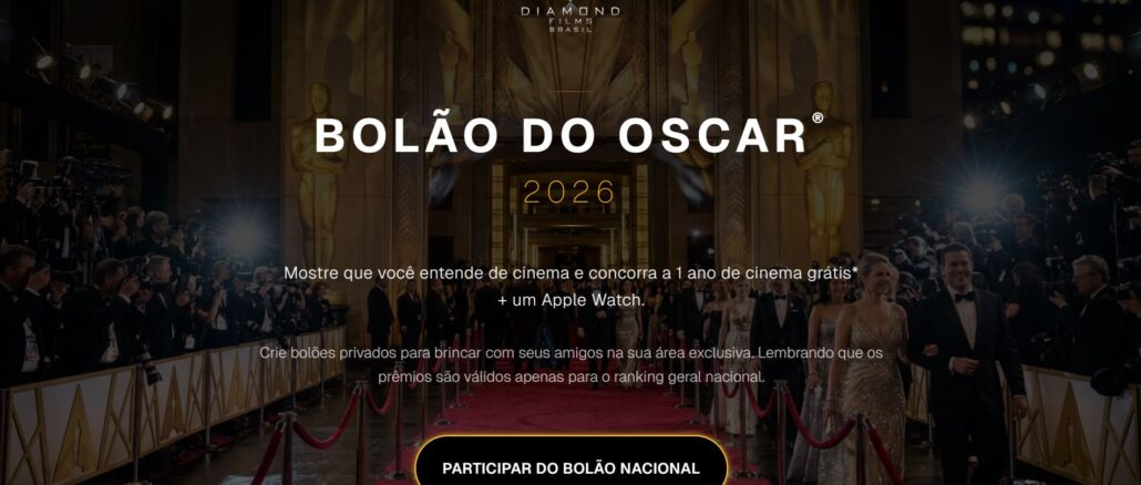 Bolão do Oscar 2026 Diamond Films Brasil: Quase 5 mil reais na premiação