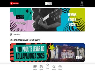Concurso Lollapalooza 89FM 2026: Participe grátis e concorra ingressos