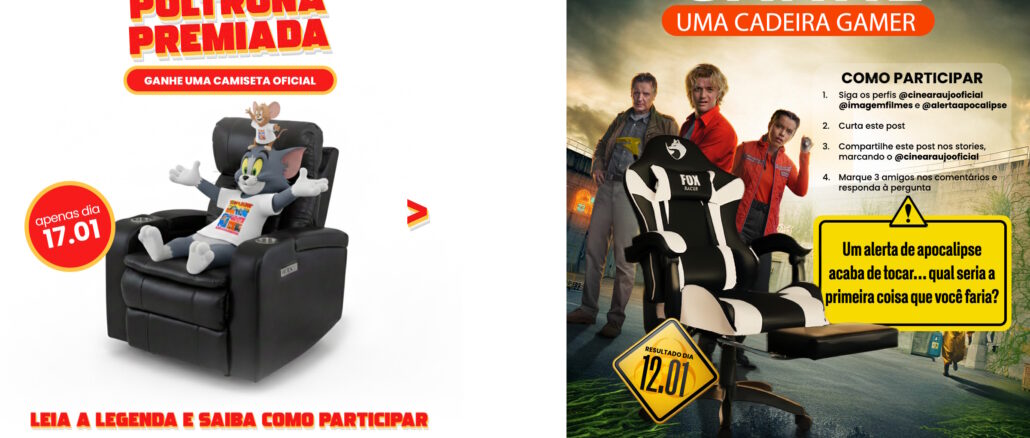 Poltrona Premiada e Cadeira Gamer Cine Araújo: Participe e concorra, camiseta e cadeira gamer