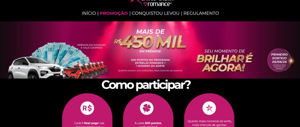 Promoção Estrelas Romance 2026: 450 mil reais na premiação total