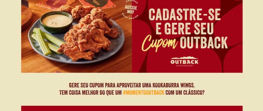 Promoção Kookaburra Wings Outback Restaurantes Australiano: Gere seu cupom grátis
