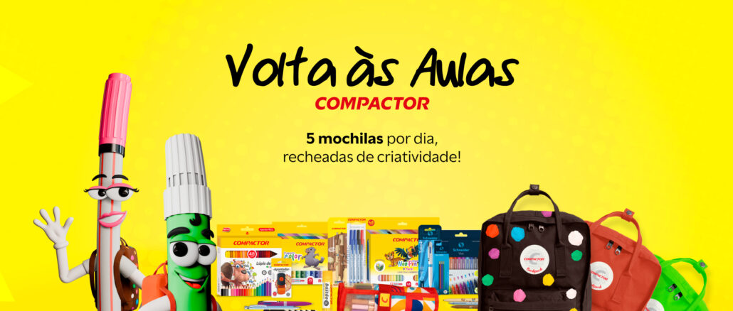 Promoção Volta às Aulas Compactor: Concorra a mochilas diariamente
