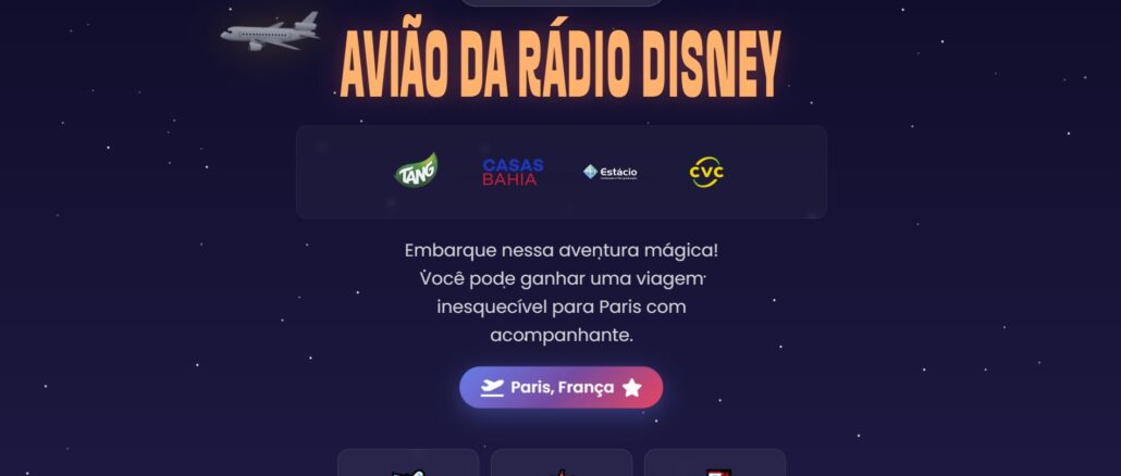 Avião da Rádio Disney 2026: 28 mil reais na premiação