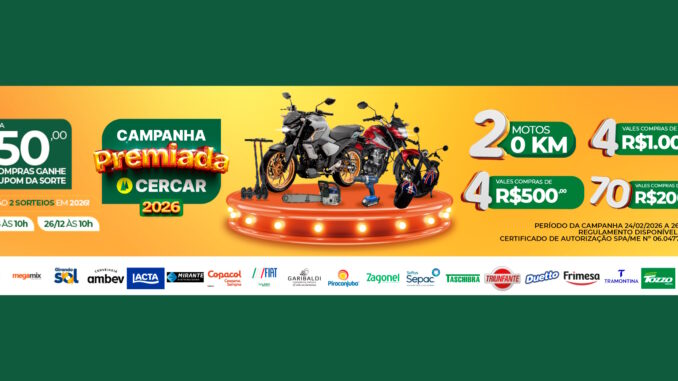 Campanha Premiada Cercar 2026: 81 mil reais na premiação