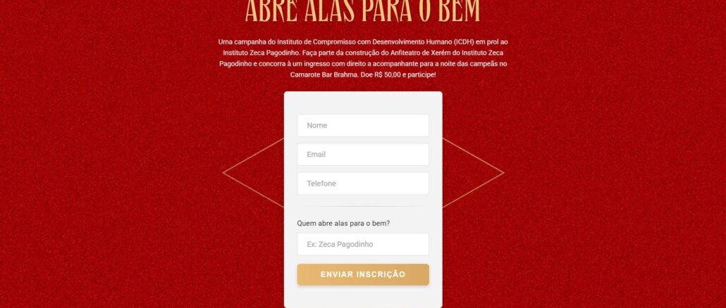 PROMOCAO ABRE ALAS PARA O BEM ZECA PAGODINHO CAMAROTE BRAHMA ICDH PROMOCAO ABRE ALAS PARA O BEM ZECA PAGODINHO CAMAROTE BRAHMA ICDH: Ajude e concorra