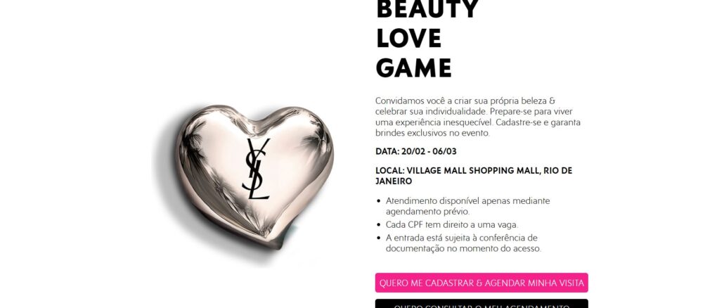 PROMOÇÃO YVES SAINT LAURENT LOVE GAME: Quase meio milhão de reais em brindes