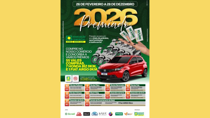Promoção Acima 2026 Premiado - Monte Alto SP: Concorra carro e motos 0km