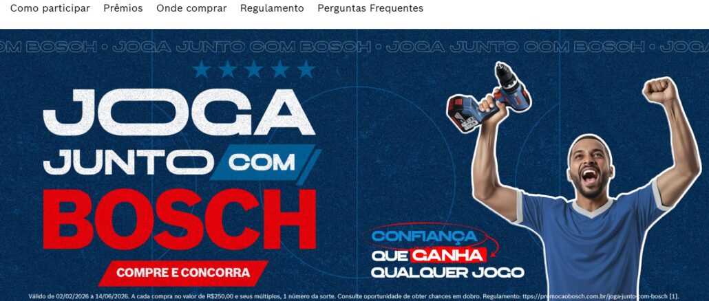 Promoção Joga Junto com Bosch Promoção Joga Junto com Bosch: 123 mil reais na premiação