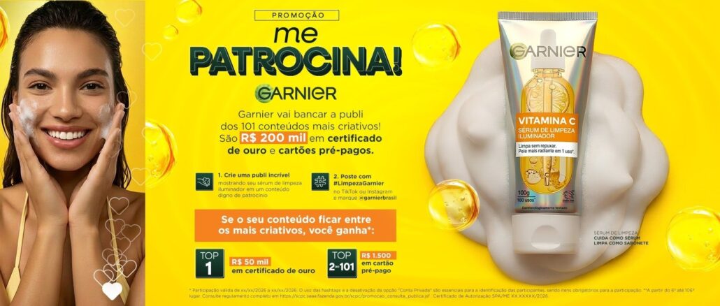 Promoção Me Patrocina Garnier Promoção Me Patrocina Garnier: Participe e concorra