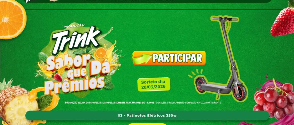 Promoção Trink Lar Supermercados no Paraná: Concorra 3 patinetes
