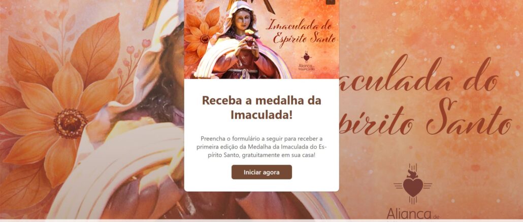 Receba Grátis Medalha da Imaculada do Espírito Santo: Peça a sua e receba em casa