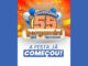 Anúncio de aniversário de 55 anos do Hipermercado Bergamini. O número 55 aparece em destaque tridimensional cercado por balões azuis e brancos sobre um fundo laranja festivo. Abaixo do logotipo da marca, a frase A FESTA JÁ COMEÇOU encerra a composição em letras azuis.
