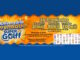 Banner publicitário do Aniversário Premiado 35 Anos Super Golff com fundo laranja e detalhes em azul. O texto destaca 35 prêmios em dinheiro, incluindo valores de R$2.000,00, R$5.000,00 e R$10.000,00. Explica a dinâmica de participação a cada R$100,00 em compras pelo aplicativo Clube Super Golff.