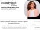 Banner promocional da marca Beautybox com o título Dias do Cliente e foto de uma mulher sorridente de blazer pêssego. O texto inferior detalha a campanha Beleza Premiada que ocorre entre março e abril.