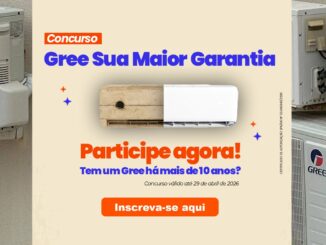 Banner publicitário do concurso Gree Sua Maior Garantia com destaque para a renovação de aparelhos de ar-condicionado antigos.