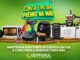 Banner publicitário da campanha Conta em Dia Prêmio na Mão da Cermoful Energia mostrando diversos eletrodomésticos sobre um pedestal dourado em fundo verde.