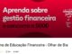 Banner vermelho da Oficina de Educação Financeira Olhar de Bia com chamada para aprender sobre gestão financeira e concorrer a 5000, duração de 53 minutos e 8426 visualizações.