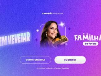 Ivete Sangalo sorridente segurando uma barra de ouro com a inscrição R$1MILHÃO em uma peça publicitária do Familhão da Veveta com fundo roxo e rosa.