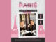Cartaz promocional da Wepink para live em Paris, com fundo em tons de rosa e branco, destacando a foto de duas mulheres em um café e o anúncio de sorteio de seis iPhones.