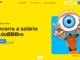 Banner promocional do Mercado Pago com fundo amarelo destacando o mascote do Big Brother Brasil e informações sobre sorteio de salários para quem fizer portabilidade salarial.