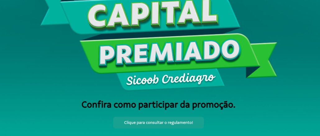 Banner digital da campanha Capital Premiado do Sicoob Crediagro com fundo verde e detalhes em amarelo.
