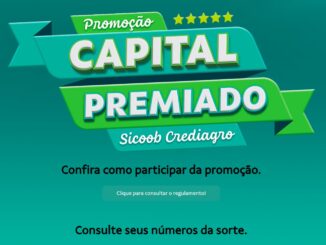 Banner digital da campanha Capital Premiado do Sicoob Crediagro com fundo verde e detalhes em amarelo.