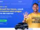 Banner promocional da Loovi com o jogador Neymar Jr. vestindo uma camiseta amarela e sinalizando o número seis com as mãos. O anúncio oferece 6 meses de seguro de carro grátis se o Brasil conquistar o hexacampeonato mundial.