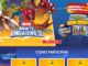 Anúncio colorido da promoção Marvel Avante Vingadores com os personagens Capitão América, Hulk, Homem de Ferro e Homem-Aranha. O texto detalha um sorteio de viagem para Nova Iorque ao gastar R$99,90 em produtos da marca.