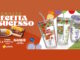 Banner publicitário da promoção Receita de Sucesso do Griletto, apresentando pratos de comida e copos coqueteleira colecionáveis sobre um fundo laranja.