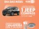 Banner promocional de Dia das Mães com fundo laranja. Apresenta o sorteio de um Jeep Compass preto e a oferta de um brinde de saladeira com talheres para compras acima de R$800.