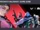 Banner promocional do Campeonato Valorant: Game Zone apresentando os personagens Clove, Reyna, Omen e Jett sobre um fundo estilizado em cores vermelho e preto.