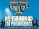 Banner publicitário da campanha Comércio Premiado Cliente Feliz com fundo azul, apresentando o valor total de R$150.000,00 em premiações e ilustrações de motos e patinetes.
