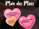 Banner promocional da campanha Maio das Mães com corações coloridos sobrepostos à imagem de uma criança, informando que a cada R$100 em compras o cliente recebe um número da sorte.