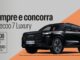 Banner publicitário com o título Compre e concorra 1 Jaecoo 7 Luxury. A imagem exibe um SUV preto moderno posicionado diagonalmente sobre um fundo cinza com um recorte laranja. Um quadro à esquerda indica que R$300 em compras dão direito a um número da sorte.