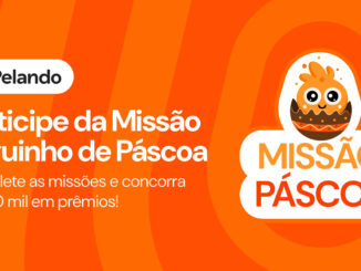 Banner promocional da Pelando para a Missão Foguinho de Páscoa com fundo laranja e um personagem de chama saindo de um ovo de chocolate.