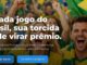 Banner promocional da Philips com torcedores brasileiros vibrando, apresentando a campanha onde a compra de produtos de áudio e vídeo permite concorrer a prêmios durante os jogos do Brasil.
