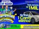 Banner promocional da campanha Campeões da Limpeza das marcas Odd e Limppano. A imagem mostra dois torcedores vibrando em um estádio de futebol cercados por produtos de limpeza, com anúncios de prêmios de R$1MIL semanais e um carro elétrico.