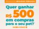 Banner promocional com fundo bege claro. Na parte superior, uma faixa laranja contém o texto PROMOÇÃO SEGUIDOR PREMIADO em branco. No centro, o texto Quer ganhar R$500 em compras para o seu pet? está escrito em azul-petróleo e laranja. No rodapé, as palavras SAIBA COMO aparecem em laranja com um ícone de seta.