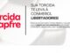 Banner promocional da Torcida Mapfre com fundo que mostra a textura de uma bola de futebol em tons de cinza. O texto destaca que a torcida leva o participante para a CONMEBOL Libertadores e convida a concorrer a uma viagem com acompanhante e prêmios exclusivos.