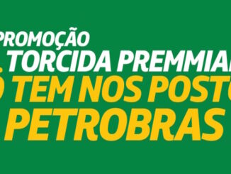 Imagem com fundo verde contendo os dizeres Promoção Torcida Premmiada em letras brancas e a frase Só tem nos Postos Petrobras em letras amarelas.