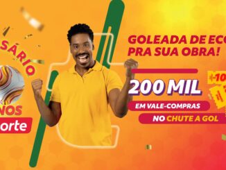 Banner promocional do Aniversário de 50 Anos da Telhanorte com homem comemorando e destaque para sorteio de R$200.000,00 em vale-compras.