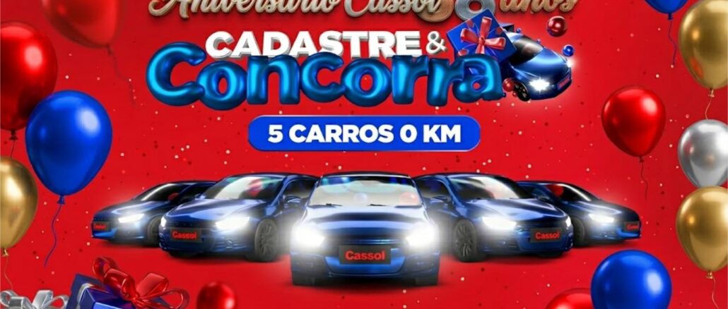 Aniversário Cassol 68 anos no Sul do País Promoção Aniversário Cassol 68 Anos: cadastre-se e concorra a 5 carros 0 km.
