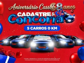 Promoção Aniversário Cassol 68 Anos: cadastre-se e concorra a 5 carros 0 km.