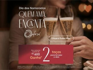 Banner da promoção de Dia dos Namorados Oxford com duas taças de espumante sendo brindadas e oferta de R$600,00 em compras para receber 2 taças de cristal.