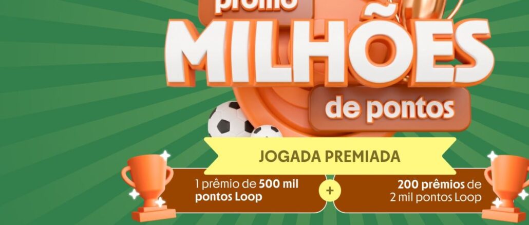 PROMO MILHÕES DE PONTOS BANCO INTER 2026 - SEGUNDA EDIÇÃO Banner da Promo Milhões de Pontos do Banco Inter, modalidade Jogada Premiada, com 1 prêmio de 500 mil pontos Loop e 200 prêmios de 2 mil pontos Loop cada.